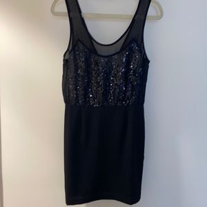 Black mini dress with sequins!